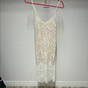 Lush Cream Lace Midi Dress